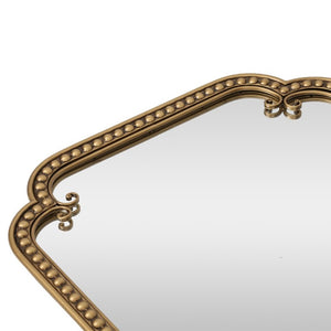 English Elm Wall Mirror Gold Beaded Metal Frame Scalloped Rectangular Vanity Accent Decor W3040P510223
