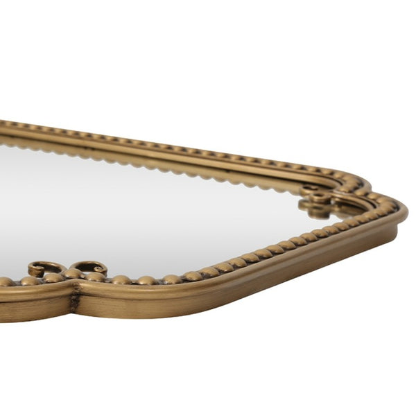 English Elm Wall Mirror Gold Beaded Metal Frame Scalloped Rectangular Vanity Accent Decor W3040P510223