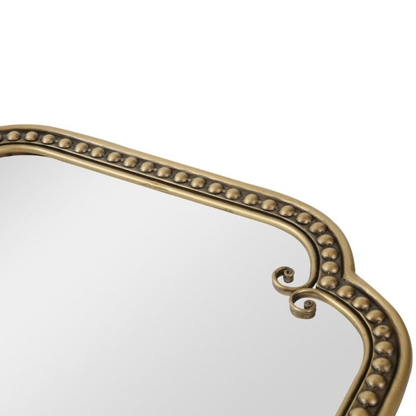 English Elm Wall Mirror Gold Beaded Metal Frame Scalloped Rectangular Vanity Accent Decor W3040P510223