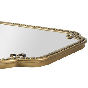 English Elm Wall Mirror Gold Beaded Metal Frame Scalloped Rectangular Vanity Accent Decor W3040P510223