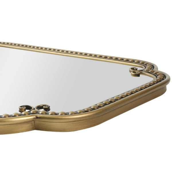 English Elm Wall Mirror Gold Beaded Metal Frame Scalloped Rectangular Vanity Accent Decor W3040P510223