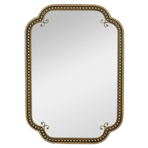 English Elm Wall Mirror Gold Beaded Metal Frame Scalloped Rectangular Vanity Accent Decor W3040P510223