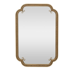 English Elm Wall Mirror Gold Beaded Metal Frame Scalloped Rectangular Vanity Accent Decor W3040P510223