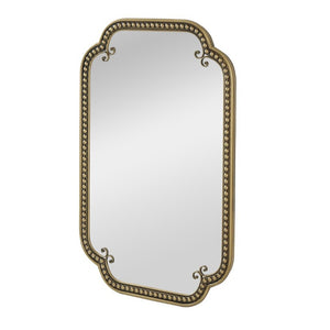 English Elm Wall Mirror Gold Beaded Metal Frame Scalloped Rectangular Vanity Accent Decor W3040P510223