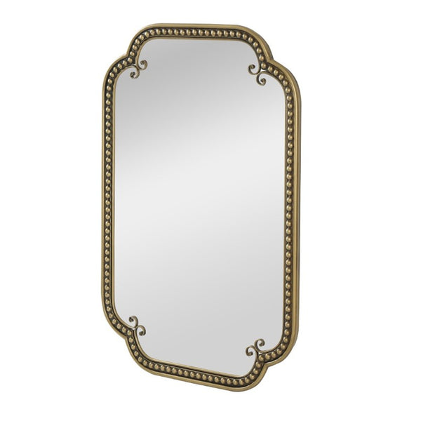 English Elm Wall Mirror Gold Beaded Metal Frame Scalloped Rectangular Vanity Accent Decor W3040P510223