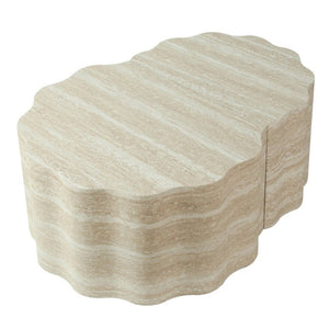 English Elm Round Nesting Coffee Table Set of 2 Warm Beige MDF Wood Modern Living Room Accent W3040P510477