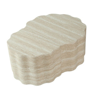 English Elm Round Nesting Coffee Table Set of 2 Warm Beige MDF Wood Modern Living Room Accent W3040P510477