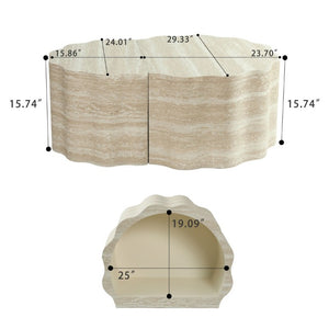 English Elm Round Nesting Coffee Table Set of 2 Warm Beige MDF Wood Modern Living Room Accent W3040P510477