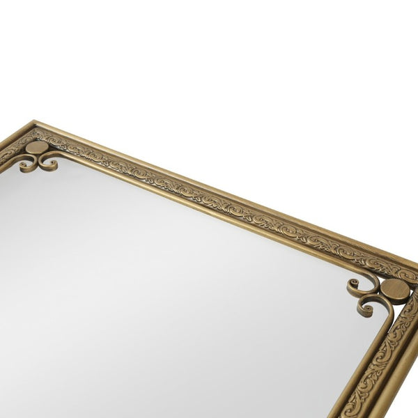 English Elm Gold Iron Framed Rectangle Wall Mirror Rounded Corners Bathroom Vanity Accent Piece W3040P525599