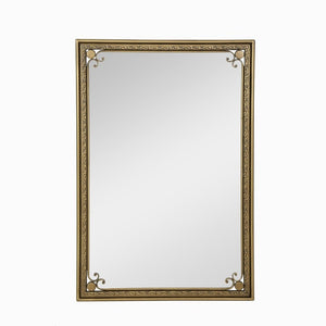 English Elm Gold Iron Framed Rectangle Wall Mirror Rounded Corners Bathroom Vanity Accent Piece W3040P525599