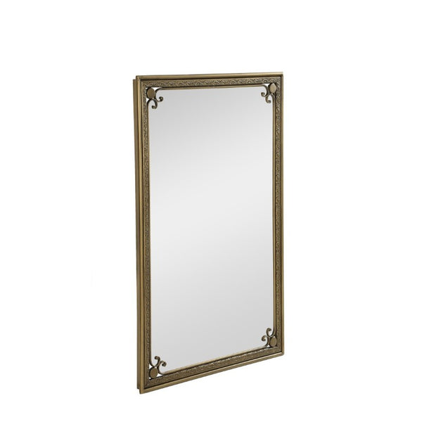 English Elm Gold Iron Framed Rectangle Wall Mirror Rounded Corners Bathroom Vanity Accent Piece W3040P525599