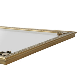 English Elm Gold Iron Framed Rectangle Wall Mirror Rounded Corners Bathroom Vanity Accent Piece W3040P525599