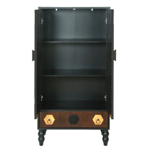 English Elm 60 Inch Tall Accent Cabinet Honeycomb Mosaic Doors Ash Wood Finish Pinewood Legs W3040P529833