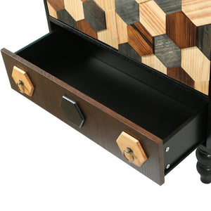 English Elm 60 Inch Tall Accent Cabinet Honeycomb Mosaic Doors Ash Wood Finish Pinewood Legs W3040P529833