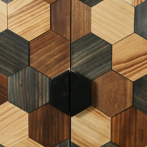 English Elm 60 Inch Tall Accent Cabinet Honeycomb Mosaic Doors Ash Wood Finish Pinewood Legs W3040P529833