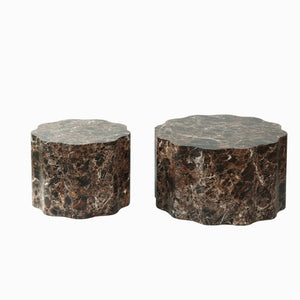 English Elm Set of 2 Round Nesting Tables Faux Travertine Top Modern Living Room Accent Pair W3040P531639