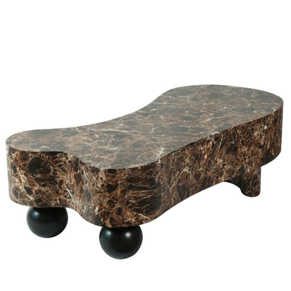 English Elm Faux Travertine Lift Top Coffee Table with Fluted Base and Walnut Toned Storage W3040P531642