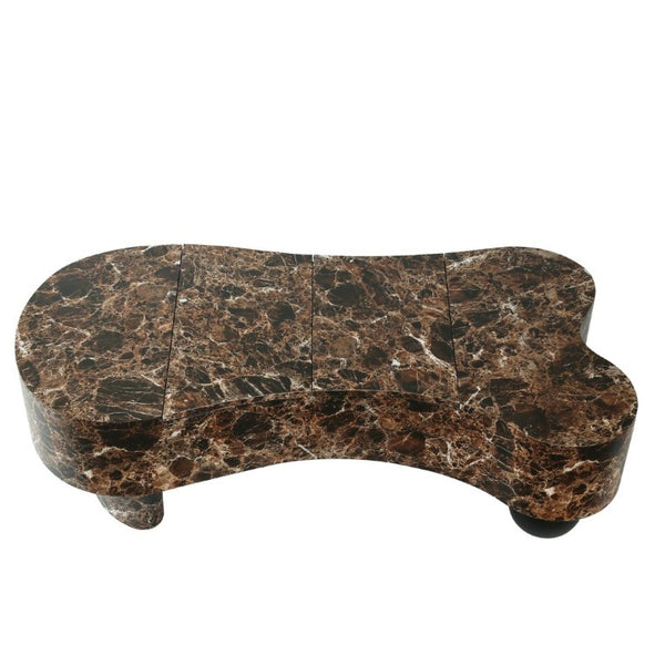 English Elm Faux Travertine Lift Top Coffee Table with Fluted Base and Walnut Toned Storage W3040P531642