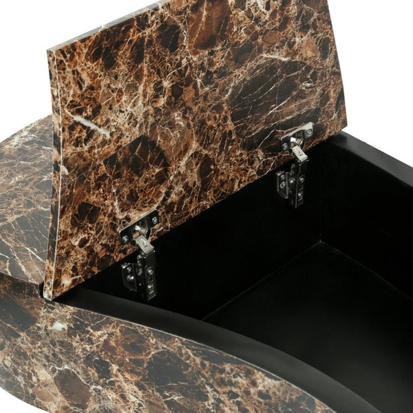 English Elm Faux Travertine Lift Top Coffee Table with Fluted Base and Walnut Toned Storage W3040P531642
