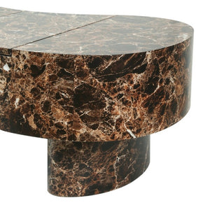 English Elm Faux Travertine Lift Top Coffee Table with Fluted Base and Walnut Toned Storage W3040P531642