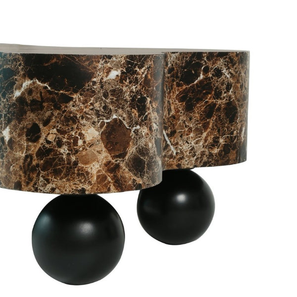 English Elm Faux Travertine Lift Top Coffee Table with Fluted Base and Walnut Toned Storage W3040P531642