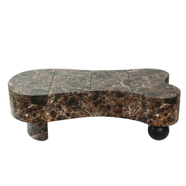English Elm Faux Travertine Lift Top Coffee Table with Fluted Base and Walnut Toned Storage W3040P531642