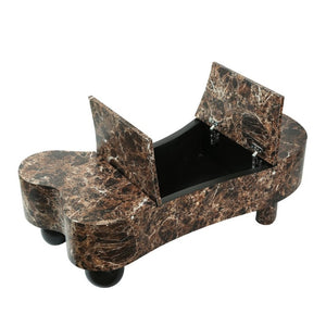 English Elm Faux Travertine Lift Top Coffee Table with Fluted Base and Walnut Toned Storage W3040P531642