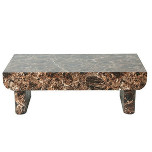 English Elm 47 Inch Rectangular Coffee Table Faux Marble Top Fluted Drawer Mid-Century Living Room W3040P533905