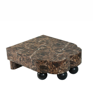 English Elm Faux Travertine Mid Century Living Room Coffee Table and TV Stand Set with Storage Dark Walnut W3040P583049