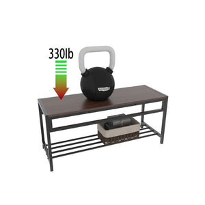 English Elm 5-Piece Industrial Dining Set with Wine Rack Bench Wood Grain Top Seats Four W3064P529674