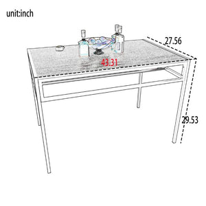 English Elm 4-Piece Industrial Dining Set with Under Table Wine Rack and Matte Black Metal Frame W3064P529675