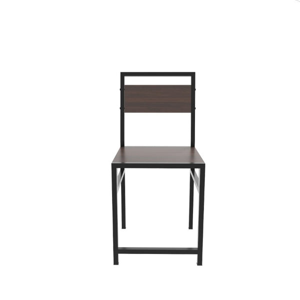 English Elm 4-Piece Industrial Dining Set with Under Table Wine Rack and Matte Black Metal Frame W3064P529675
