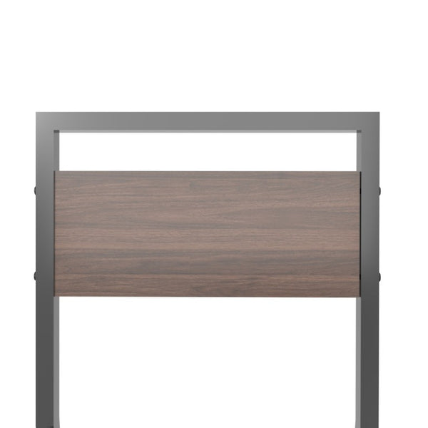 English Elm 4-Piece Industrial Dining Set with Under Table Wine Rack and Matte Black Metal Frame W3064P529675