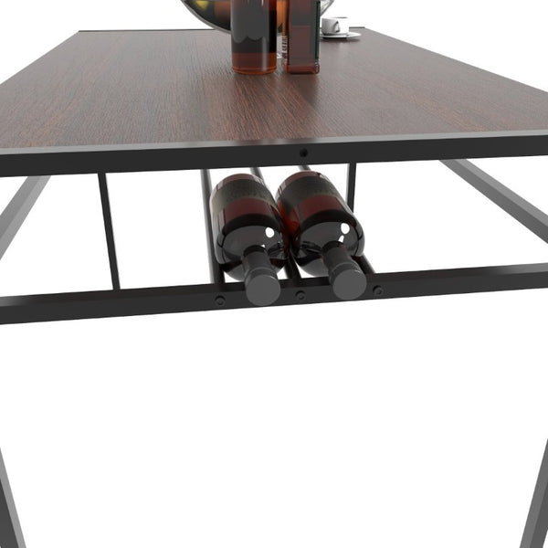 English Elm Industrial 3 Piece Dining Set with Built in Wine Rack and Bench Seating for Four W3064P529676