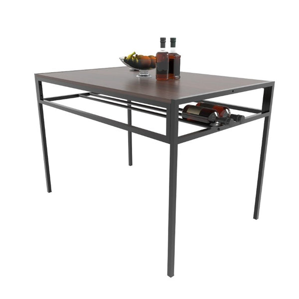 English Elm Industrial 3 Piece Dining Set with Built in Wine Rack and Bench Seating for Four W3064P529676