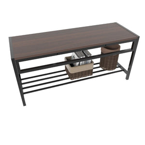 English Elm Industrial 3 Piece Dining Set with Built in Wine Rack and Bench Seating for Four W3064P529676