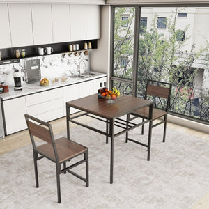 English Elm Industrial Two Person Dining Set with Wine Rack Storage for Small Space Kitchens W3064P529681