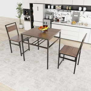 English Elm Industrial Two Person Dining Set with Wine Rack Storage for Small Space Kitchens W3064P529681