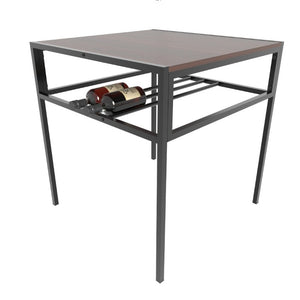 English Elm Industrial Two Person Dining Set with Wine Rack Storage for Small Space Kitchens W3064P529681