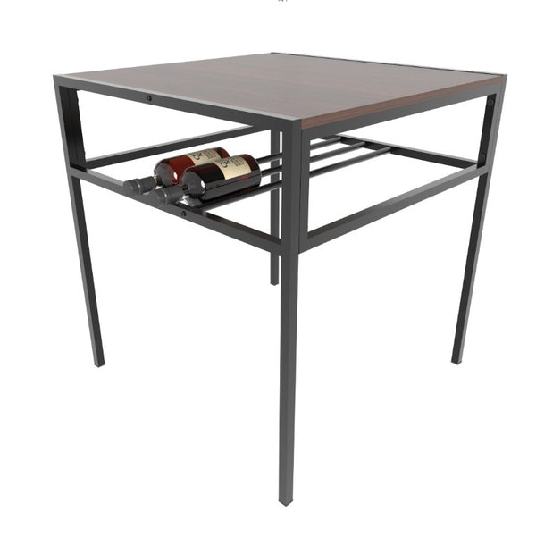 English Elm Industrial Two Person Dining Set with Wine Rack Storage for Small Space Kitchens W3064P529681
