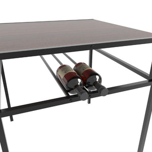 English Elm Industrial Two Person Dining Set with Wine Rack Storage for Small Space Kitchens W3064P529681