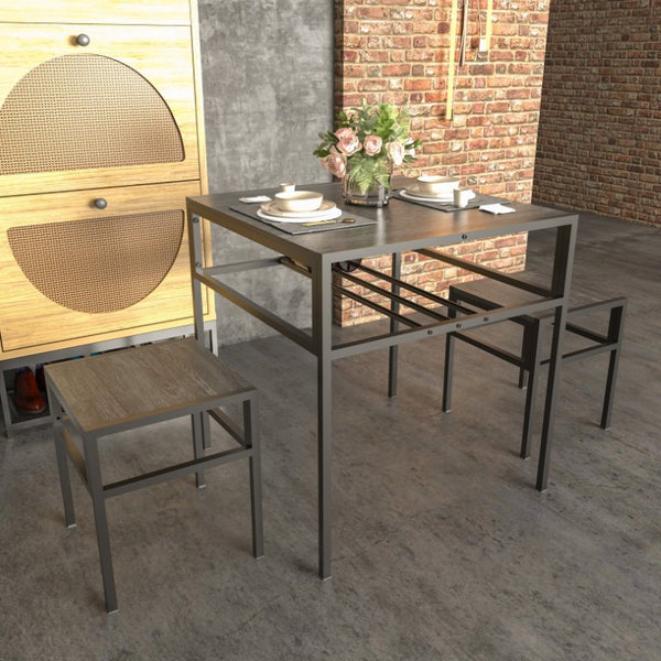 English Elm Brandname Square Dining Set with Wine Rack Two Stools Dark Wood Industrial Kitchen Nook W3064P530119