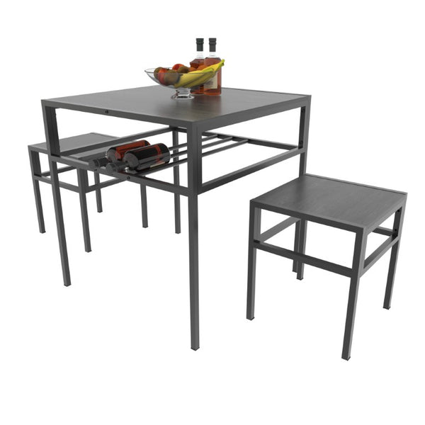 English Elm Brandname Square Dining Set with Wine Rack Two Stools Dark Wood Industrial Kitchen Nook W3064P530119