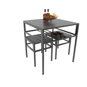 English Elm Brandname Square Dining Set with Wine Rack Two Stools Dark Wood Industrial Kitchen Nook W3064P530119