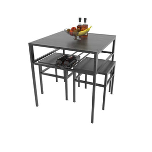 English Elm Brandname Square Dining Set with Wine Rack Two Stools Dark Wood Industrial Kitchen Nook W3064P530119