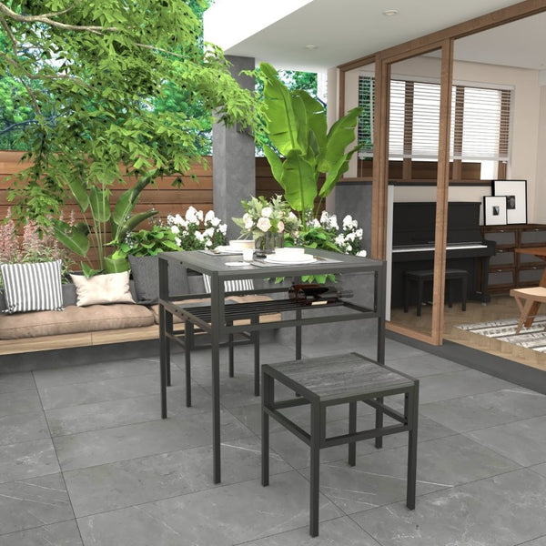 English Elm Brandname Square Dining Set with Wine Rack Two Stools Dark Wood Industrial Kitchen Nook W3064P530119