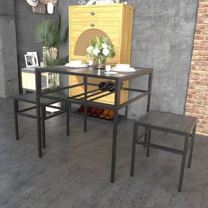 English Elm Brandname Square Dining Set with Wine Rack Two Stools Dark Wood Industrial Kitchen Nook W3064P530119