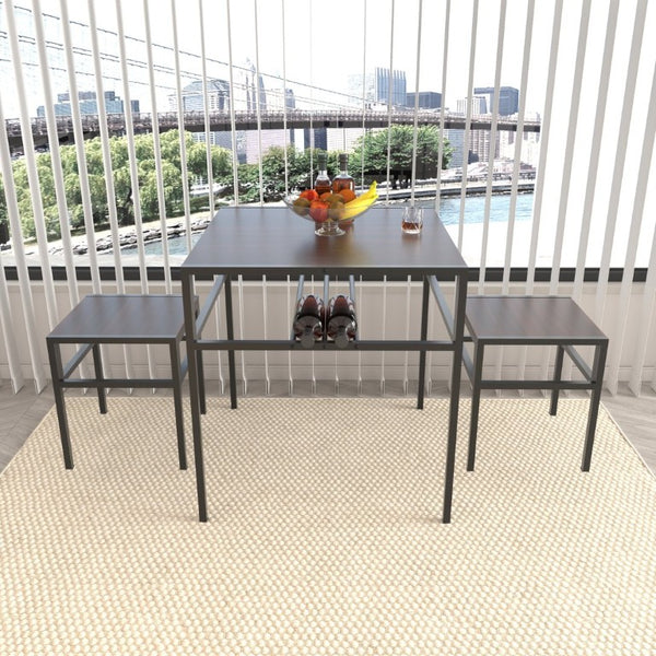 English Elm Brandname Square Dining Set with Wine Rack Two Stools Dark Wood Industrial Kitchen Nook W3064P530119