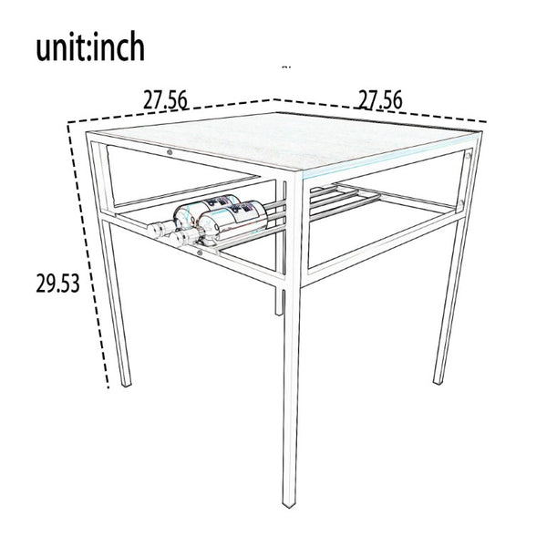 English Elm Industrial 3 Piece Square Dining Set with Storage Rack for Small Spaces and Lofts W3064P530123