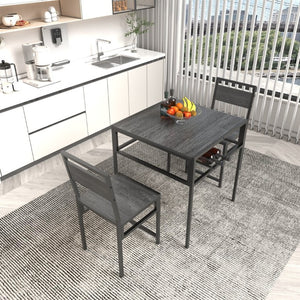 English Elm Industrial 3 Piece Square Dining Set with Storage Rack for Small Spaces and Lofts W3064P530123